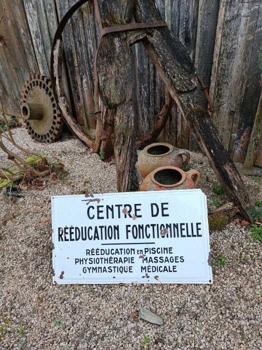 French Brocante - For Sale - Vintage Porcelain Enamel SignDescription: <p>Black and white enamel signs are a much rarer find and this is a beauty, solid and heavy weighing 3.5kg, moulded metal with a bevelled surround, with a lovely thick enamel coating and the lettering in slight relief</p>

<p>This is an original not a reproduction and has a good slightly chippy look but with all the wonderful lettering mostly intact</p>

<p>measures 27"/16", 69cm by 40cm, because of its size it may be difficult to ship with other items you have on hold but we will do our best to try</p>

<p> </p>
