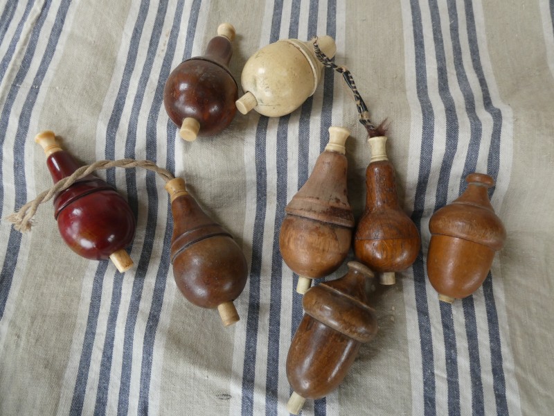 French Brocante - For Sale - Early 1900's Turned Wood Treen Switches Description: <p>We have a batch of these wooden switches which convert easily into all sorts of useful things, blind pulls, key fobs, curtain cord pulls.....</p>

<p>All types of wood and all with a wonderful rich patina from decades of use</p>

<p>Price is for one, when you have selected the number you want let us know if you have a preference </p>

<p>(white one sold)</p>
